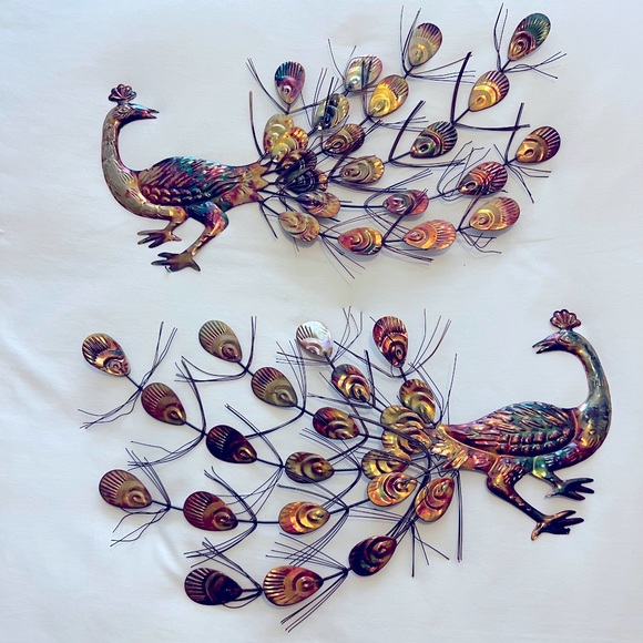 Wall Decor Vintage Pair Mcm 196s Metal Peacock Wall Hanging Poshmark